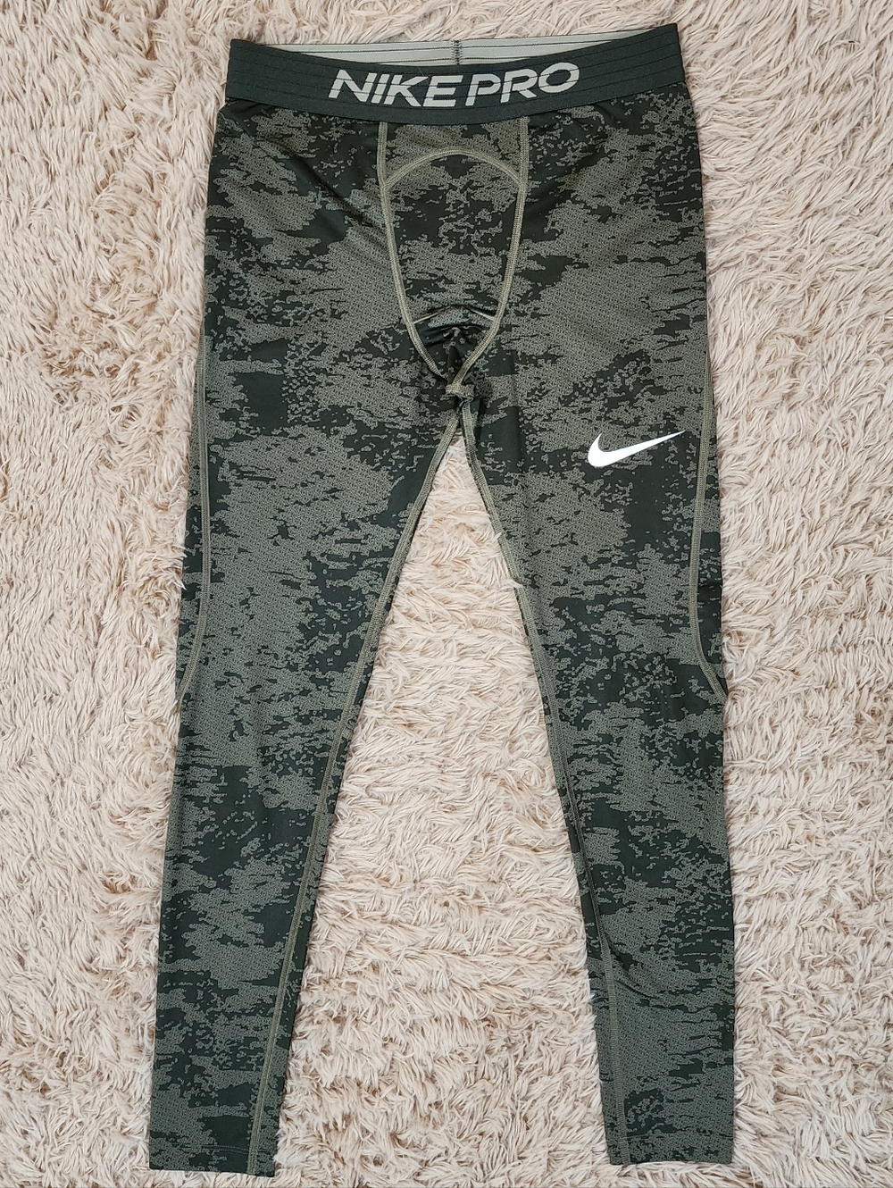 Nike Pro Army Green Camo Lightweight Compression Leggings